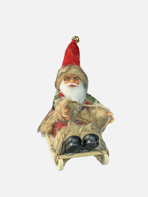 Little Surprise Box Green Red Sitting Sledge Santa Christmas Table Décor & Christmas ornaments - Green Christmas Decor