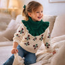 Little Surprise Box Green Ruffle Neck, Floral Christmas Cardigan Winter Sweater for Kids - 2 - 3 Years Christmas Sweater