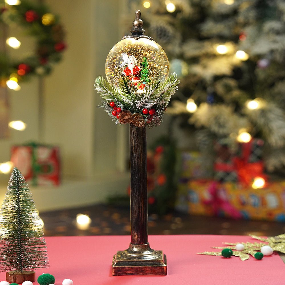 Little Surprise Box Green sack Santa Globe lamp style , Glitter water with lights christmas home and table décor - Christmas Decor