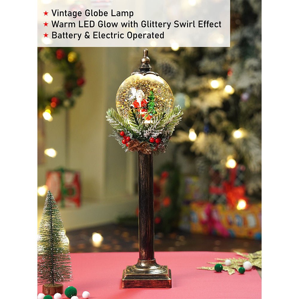 Little Surprise Box Green sack Santa Globe lamp style , Glitter water with lights christmas home and table décor - Christmas Decor