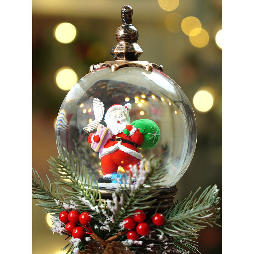 Little Surprise Box Green sack Santa Globe lamp style , Glitter water with lights christmas home and table décor - Christmas Decor