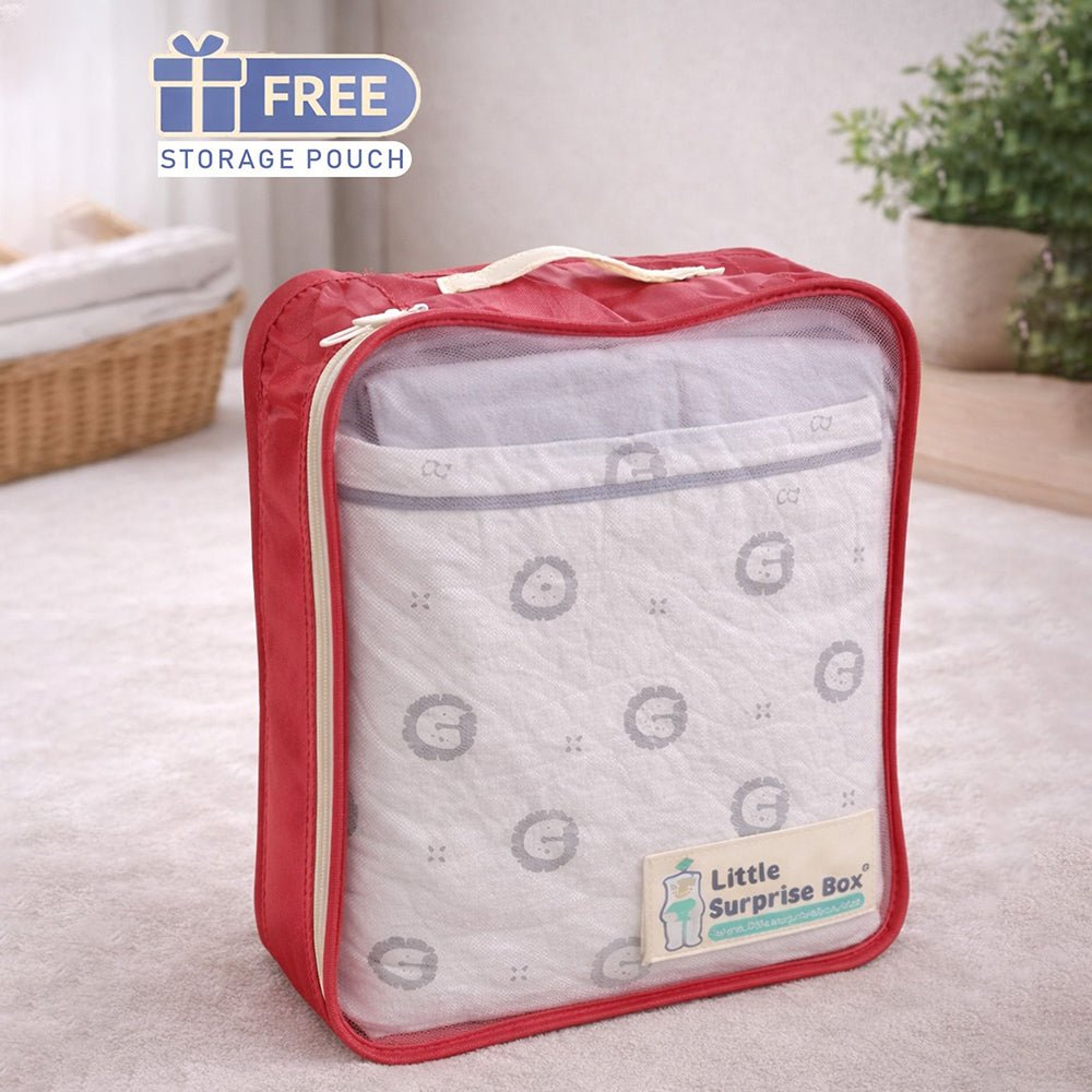 Little Surprise Box Grey Lion Plush Cotton Winter Wrapper with Hood - Baby Blanket