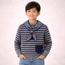 Little Surprise Box Grey Striped Cardigan with Scarf, Winter Cardigan Sweater for Kids - 4 - 5 Years Kids Sweater