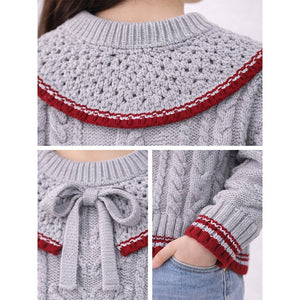 Little Surprise Box Grey Sweater with Red Border, Winter Cardigan Sweater for Kids - 2 - 3 Years Kids Sweater