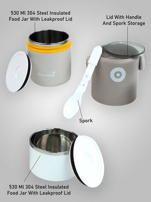 Little Surprise Box Handle Compact Stainless Steel Snack Tiffin Box For Kids And Adults - LSB - LB - BRWN - HANDL - SNACK