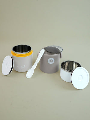 Little Surprise Box Handle Compact Stainless Steel Snack Tiffin Box For Kids And Adults - LSB - LB - BRWN - HANDL - SNACK
