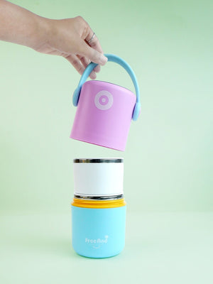 Little Surprise Box Handle Compact Stainless Steel Snack Tiffin Box For Kids And Adults - LSB - LB - PURBLU - HANDL - SNACK