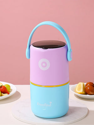 Little Surprise Box Handle Compact Stainless Steel Snack Tiffin Box For Kids And Adults - LSB - LB - MNTYEL - HANDL - SNACK