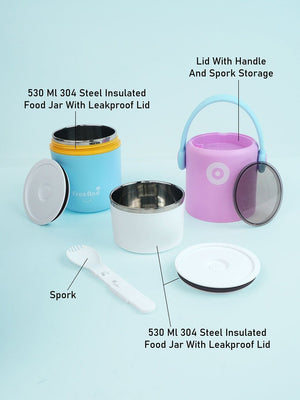Little Surprise Box Handle Compact Stainless Steel Snack Tiffin Box For Kids And Adults - LSB - LB - PURBLU - HANDL - SNACK