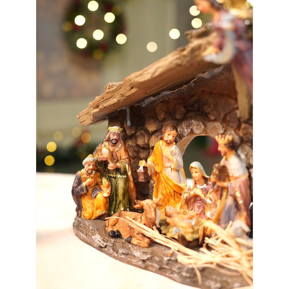 Little Surprise Box Hanging Angel with Lights and Holy Family christmas crib nativity set christmas décor - Christmas Decor