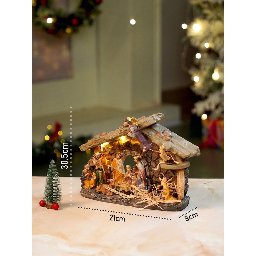 Little Surprise Box Hanging Angel with Lights and Holy Family christmas crib nativity set christmas décor - Christmas Decor