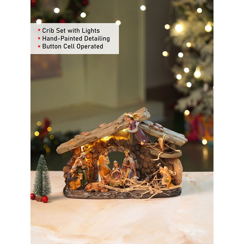 Little Surprise Box Hanging Angel with Lights and Holy Family christmas crib nativity set christmas décor - Christmas Decor