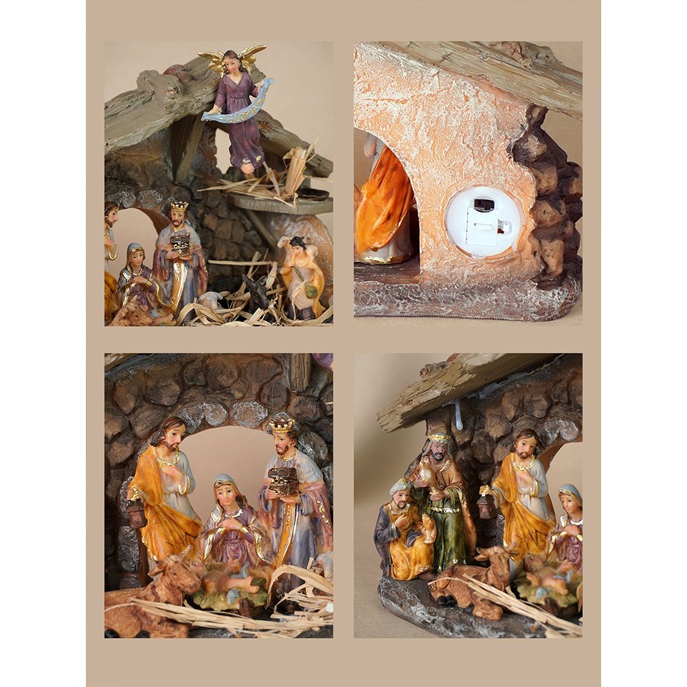 Little Surprise Box Hanging Angel with Lights and Holy Family christmas crib nativity set christmas décor - Christmas Decor