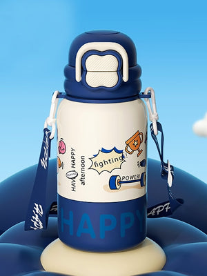 Little Surprise Box, Happy Cartoon Stainless Steel kids Water Bottle, 500ml, 4yrs+ - LSB - WB - PNK - HAPPY