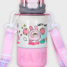 Little Surprise Box, Happy Cartoon Stainless Steel kids Water Bottle, 500ml, 4yrs+ - LSB - WB - PNK - HAPPY
