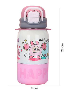 Little Surprise Box, Happy Cartoon Stainless Steel kids Water Bottle, 500ml, 4yrs+ - LSB - WB - PNK - HAPPY