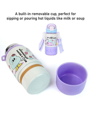 Little Surprise Box, Happy Cartoon Stainless Steel kids Water Bottle, 500ml, 4yrs+ - LSB - WB - PURPL - HAPPY