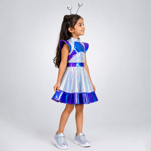 Little Surprise Box, Holographic Alien Girl, Kids Halloween Costume Fancy Dress Up - S Halloween Costumes