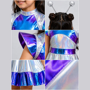 Little Surprise Box, Holographic Alien Girl, Kids Halloween Costume Fancy Dress Up - S Halloween Costumes