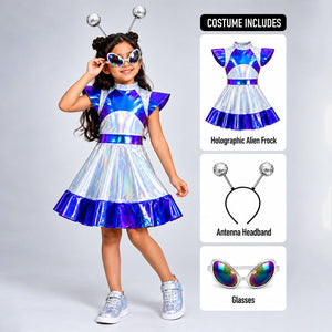 Little Surprise Box, Holographic Alien Girl, Kids Halloween Costume Fancy Dress Up - S Halloween Costumes