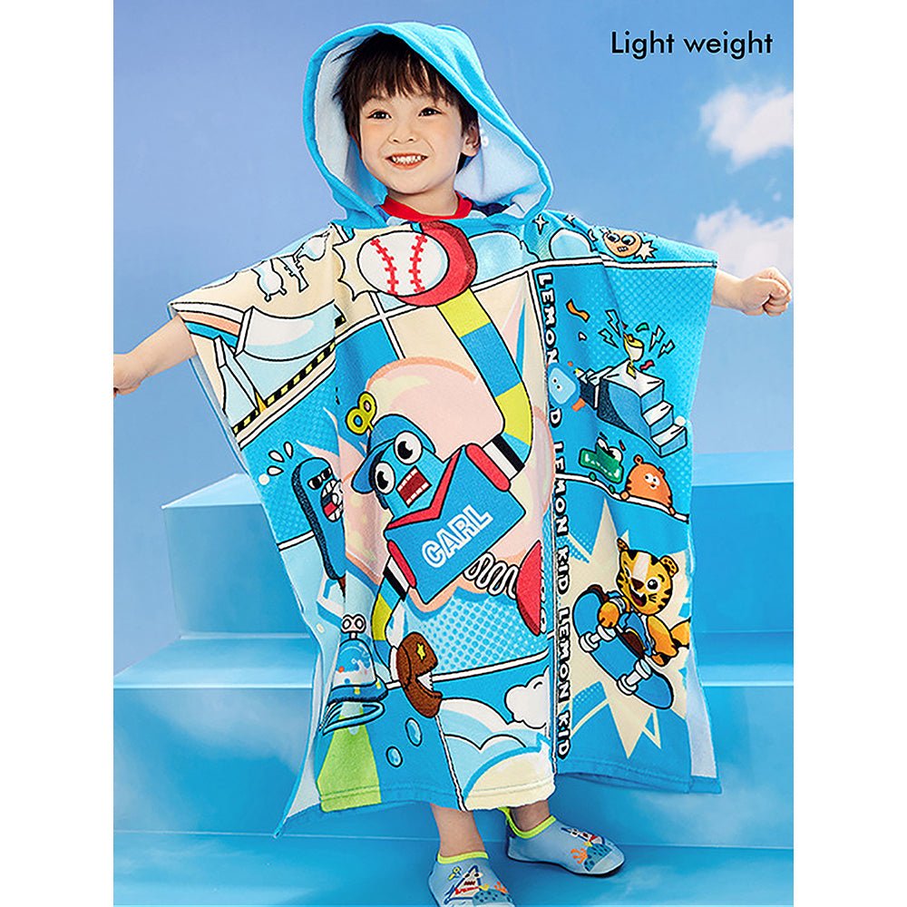 Little Surprise Box Hooded Swim Poncho/ Bath Towel/ swim coverup for Kids - LSB-SW-BLUTOWEL