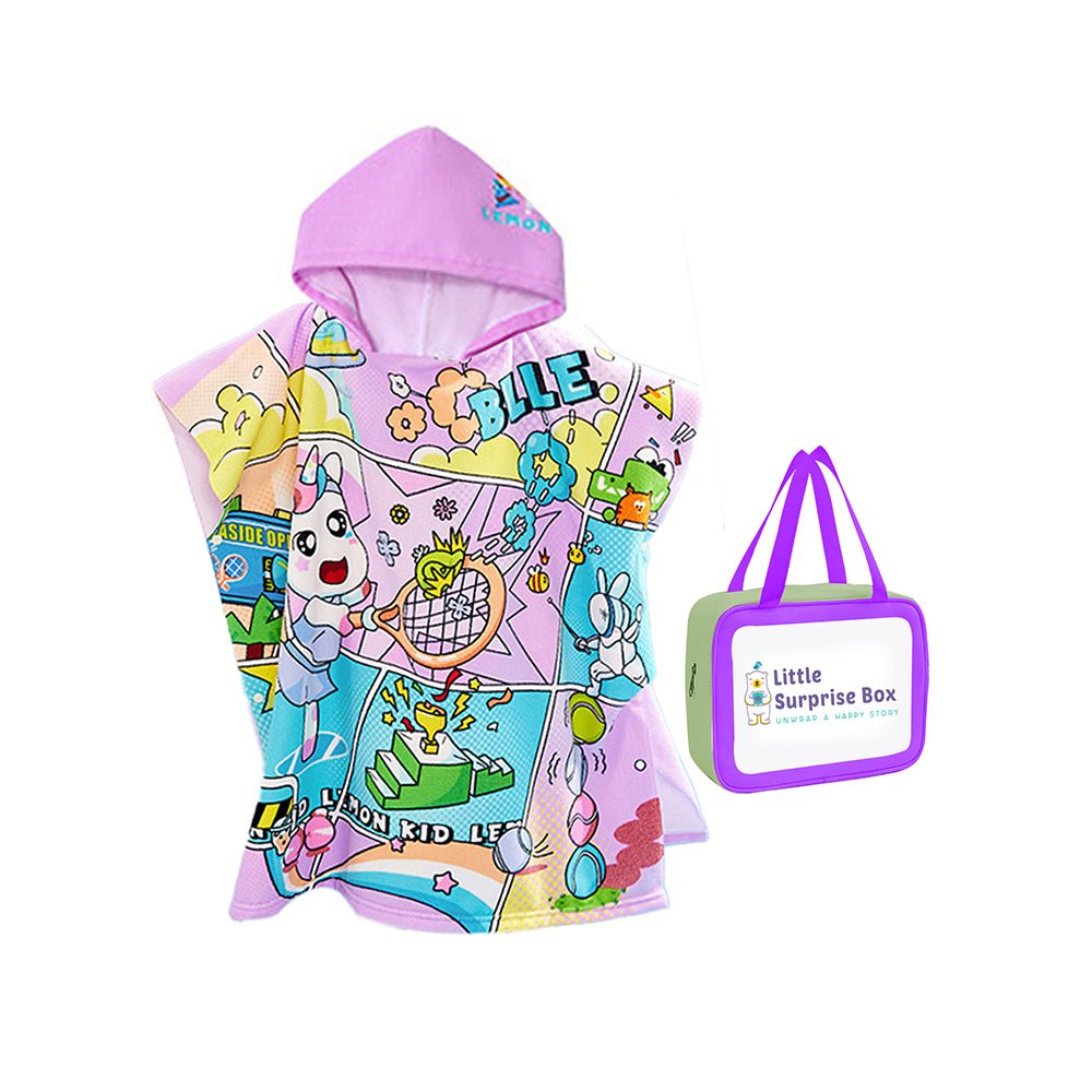 Little Surprise Box Hooded Swim Poncho/ Bath Towel/ swim coverup for Kids - LSB-SW-BLUTOWEL