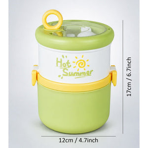 Little Surprise Box Hot Summer Double Decker Stainless Steel Lunch Box - Green Baby Food & Storage