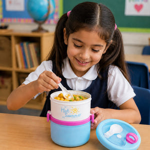 Little Surprise Box Hot Summer Double Decker Stainless Steel Lunch Box - Blue Baby Food & Storage