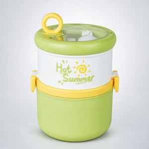 Little Surprise Box Hot Summer Double Decker Stainless Steel Lunch Box - Green Baby Food & Storage