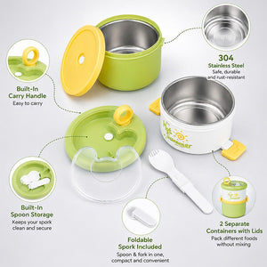 Little Surprise Box Hot Summer Double Decker Stainless Steel Lunch Box - Green Baby Food & Storage