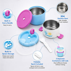 Little Surprise Box Hot Summer Double Decker Stainless Steel Lunch Box - Blue Baby Food & Storage