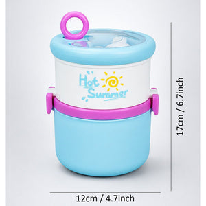 Little Surprise Box Hot Summer Double Decker Stainless Steel Lunch Box - Blue Baby Food & Storage