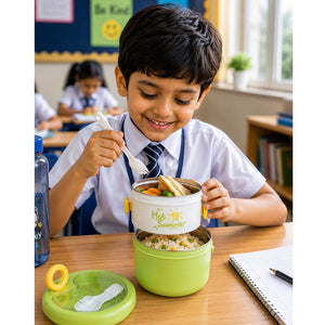 Little Surprise Box Hot Summer Double Decker Stainless Steel Lunch Box - Green Baby Food & Storage