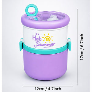 Little Surprise Box Hot Summer Double Decker Stainless Steel Lunch Box - Purple Baby Food & Storage