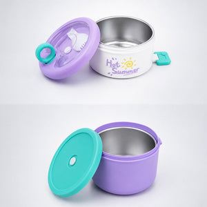 Little Surprise Box Hot Summer Double Decker Stainless Steel Lunch Box - Purple Baby Food & Storage