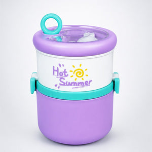 Little Surprise Box Hot Summer Double Decker Stainless Steel Lunch Box - Purple Baby Food & Storage