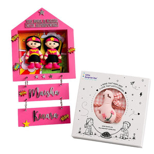 Little Surprise Box House of Power - 2 Sisters Personalised Name Plaque -
