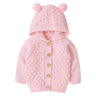 Little Surprise Box Infants Baby Pink Knitted Cardigan Sweater with Pom Pom Hoodie - LSB - Cardi - PinkPompom - 6 - 12M