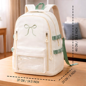 Little Surprise Box Ivory Bow Multi - Pocket School Backpack for Kids & Teens - School Bag