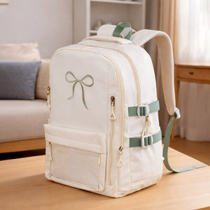 Little Surprise Box Ivory Bow Multi - Pocket School Backpack for Kids & Teens - School Bag