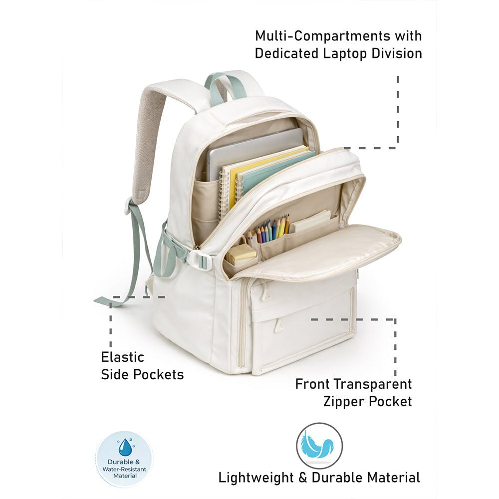 Little Surprise Box Ivory Bow Multi - Pocket School Backpack for Kids ...