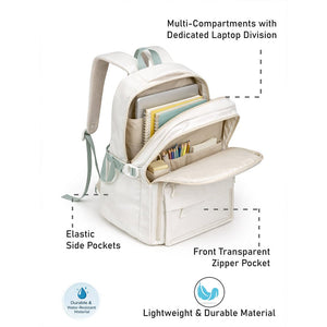 Little Surprise Box Ivory Bow Multi - Pocket School Backpack for Kids & Teens - School Bag