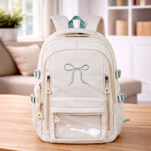 Little Surprise Box Ivory Bow Multi - Pocket School Backpack for Kids & Teens - School Bag