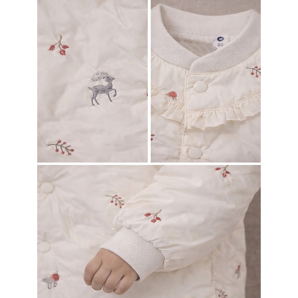 Little Surprise Box Ivory Deer & Mushroom Winter Jacket for Kids - 2 - 3Y Kids Sweater