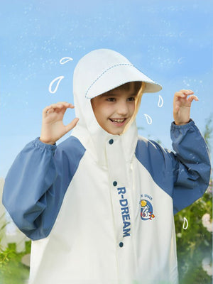 Little Surprise Box, Ivory White Cap Style knee length Raincoat for Kids & Teens - LSB - RC - WHTE - CAP - XL