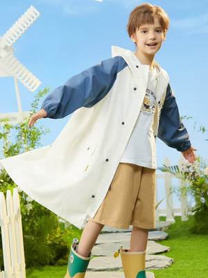 Little Surprise Box, Ivory White Cap Style knee length Raincoat for Kids & Teens - LSB - RC - WHTE - CAP - XL