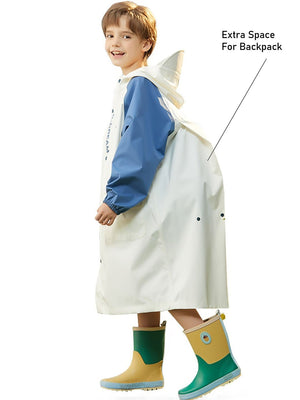 Little Surprise Box, Ivory White Cap Style knee length Raincoat for Kids & Teens - LSB - RC - WHTE - CAP - XL
