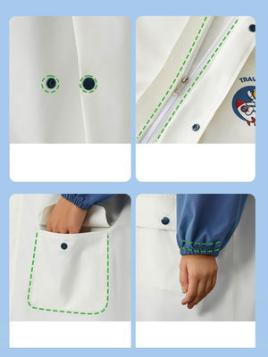 Little Surprise Box, Ivory White Cap Style knee length Raincoat for Kids & Teens - LSB - RC - WHTE - CAP - XL