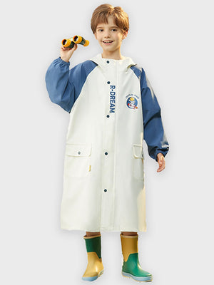 Little Surprise Box, Ivory White Cap Style knee length Raincoat for Kids & Teens - LSB - RC - WHTE - CAP - XL