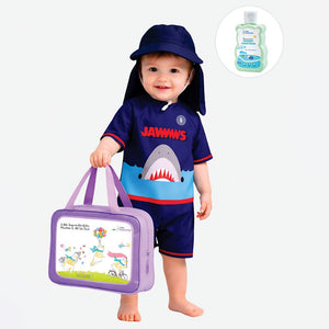 Little Surprise Box Jawws Shark Swimwear Set + Long Cap, Wash Bag & Detergent - 2 - 3 Years Kids Swimwear